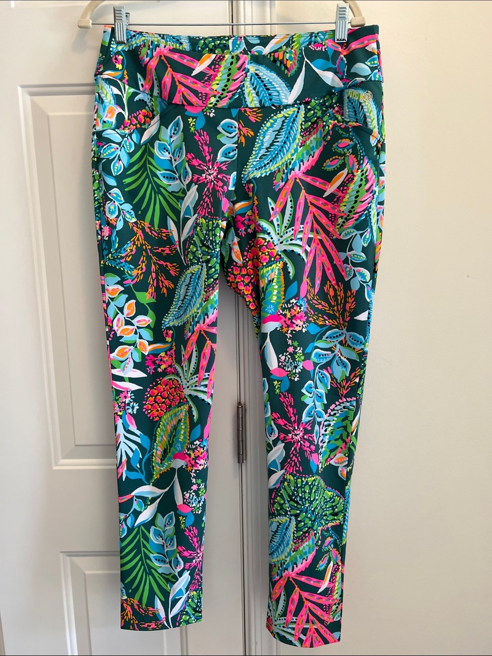Lilly Pulitzer Tropical Floral Leggings - Teal, Pink & Blue size 10